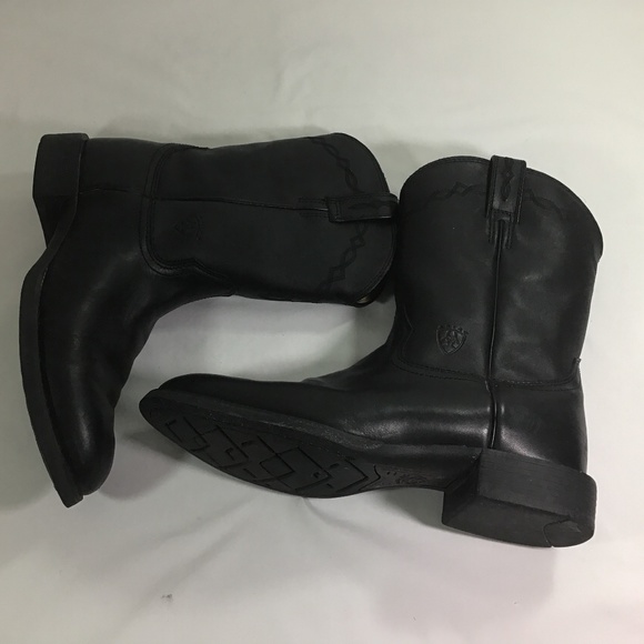 Ariat Men’s Heritage Roper Black Leather Boots - Picture 2 of 11